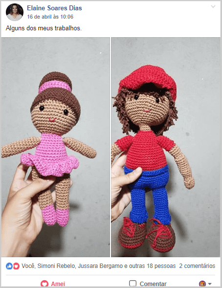 Amigurumi de bailarina e de boneco